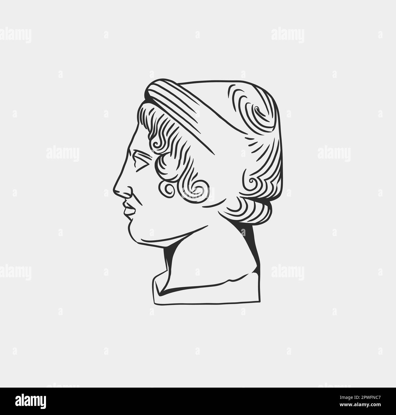 Hand drawn vector abstract outline,graphic,line art greek ancient