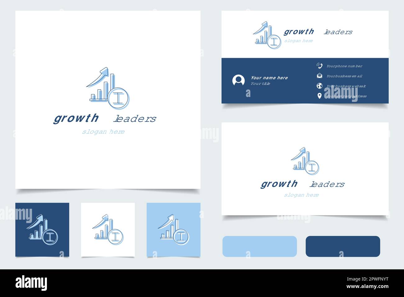 Growth leaders logo design with editable slogan. Branding book and