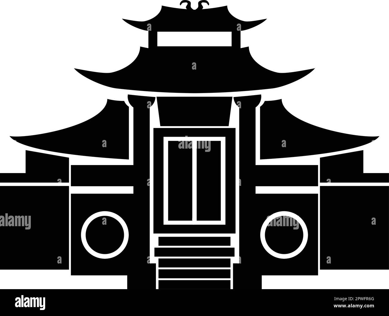 Chinese Confucianism Temple Worship Building Vector Stock Vector