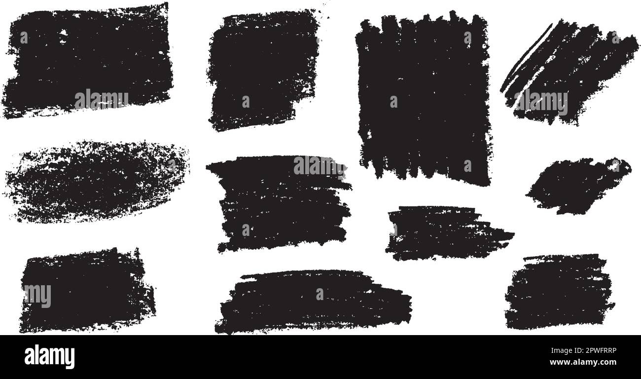 Collection of vectorized strokes made with crayons, real handmade ...