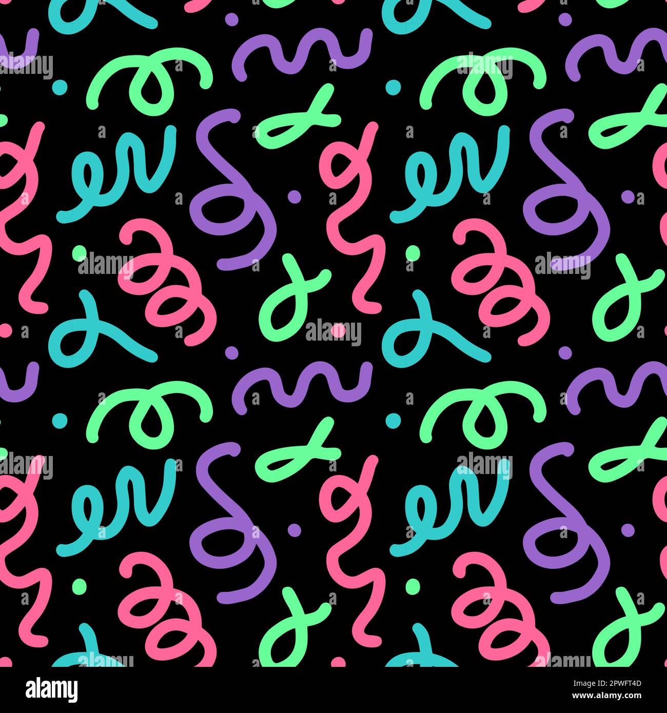 Colorful line doodle seamless pattern. Creative abstract art background ...