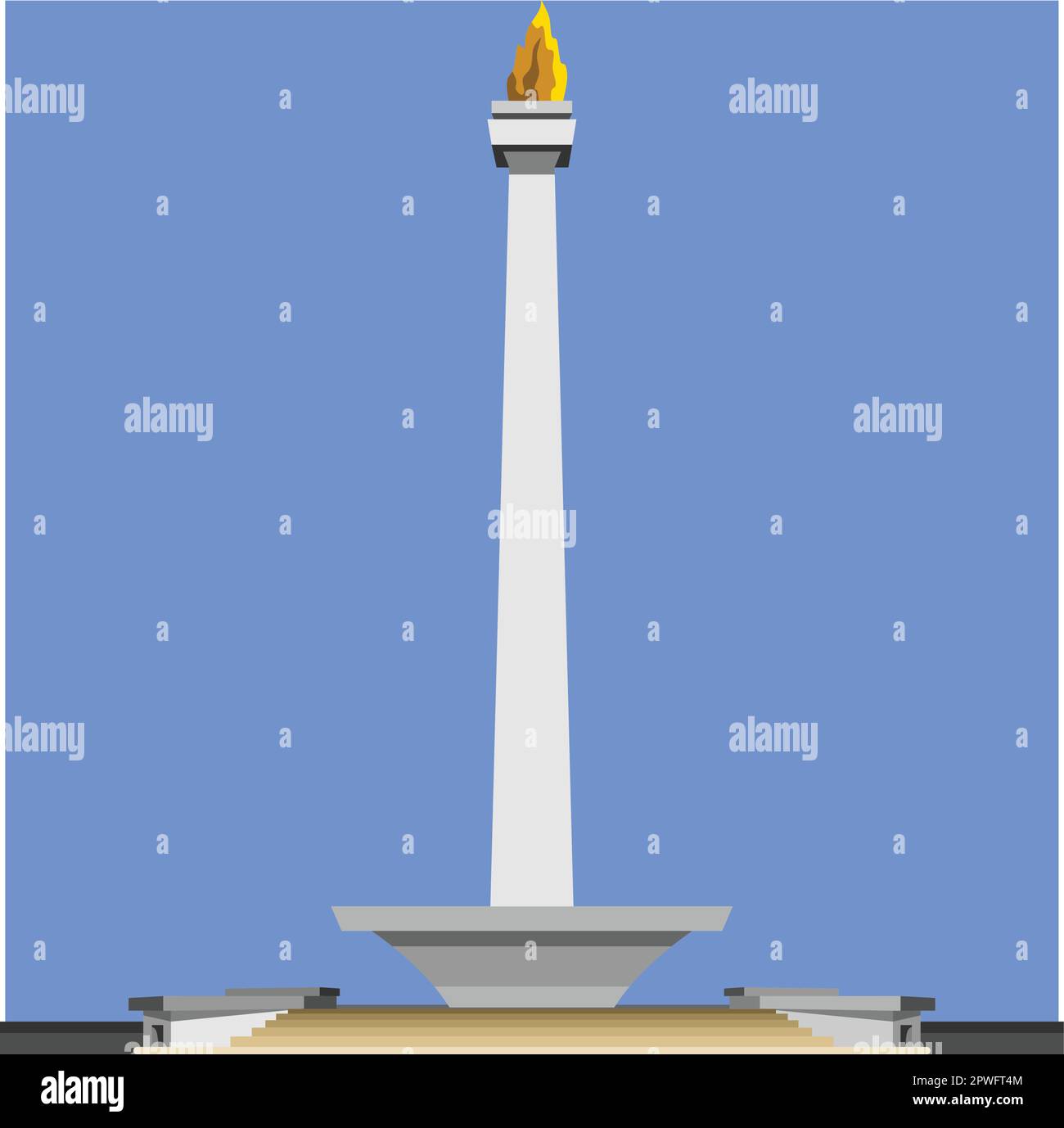 Monas Tower Jakarta Indonesia Landmark Vector Stock Vector Image And Art