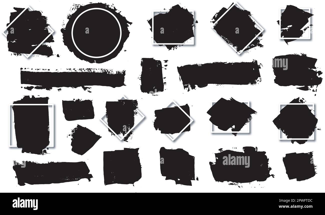 Vegetables Grunge Stickers Set Black Texture Silhouette Lettering