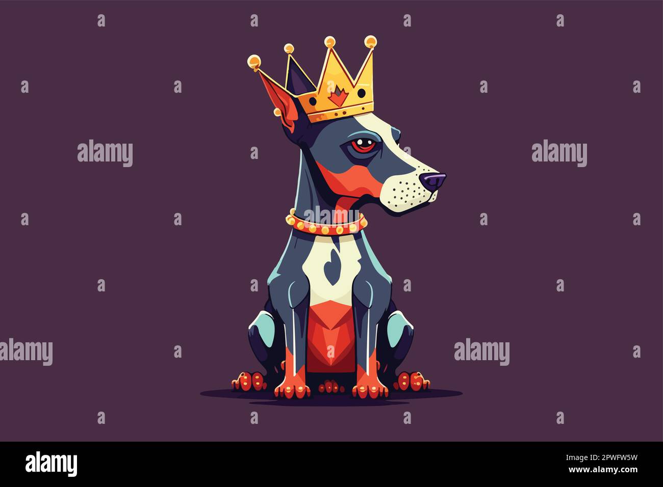 Queen Dog vector illustration, dog queen tshirt design Stock Vector