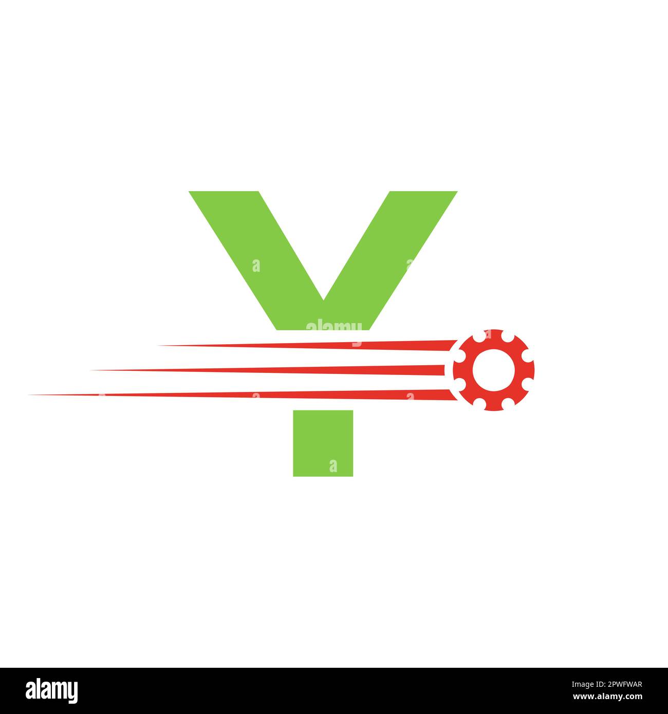 Initial Letter Y Gear Cogwheel Logo. Automotive Industrial Icon, Gear Logo, Car Repair Symbol