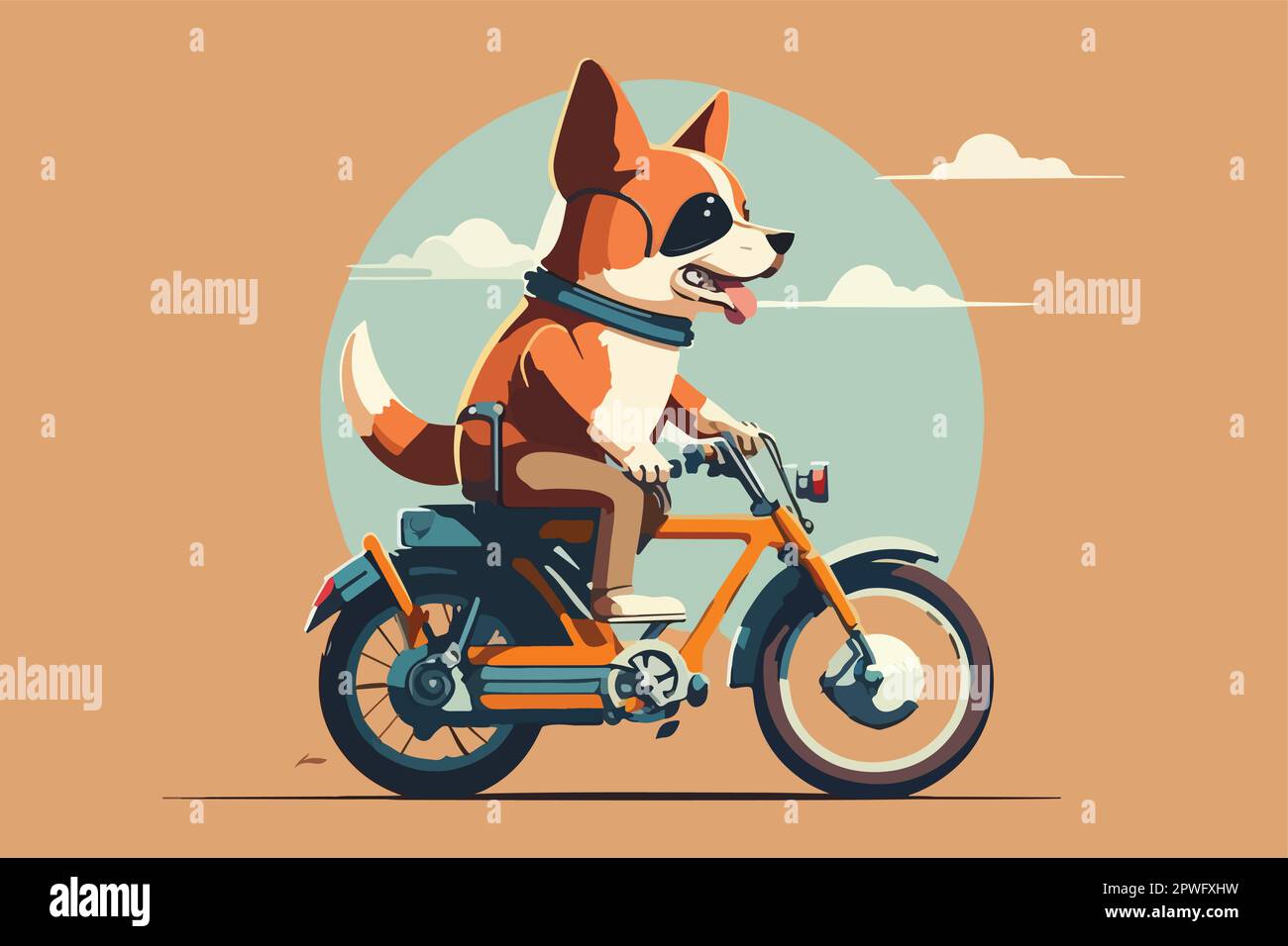 Dog riding a bike vector illustration Stock Vector Image & Art Alamy