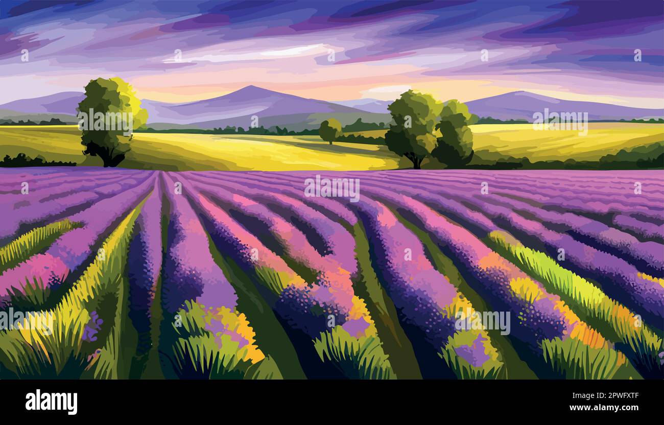 Simple natural horizontal background with blooming lavender field ...