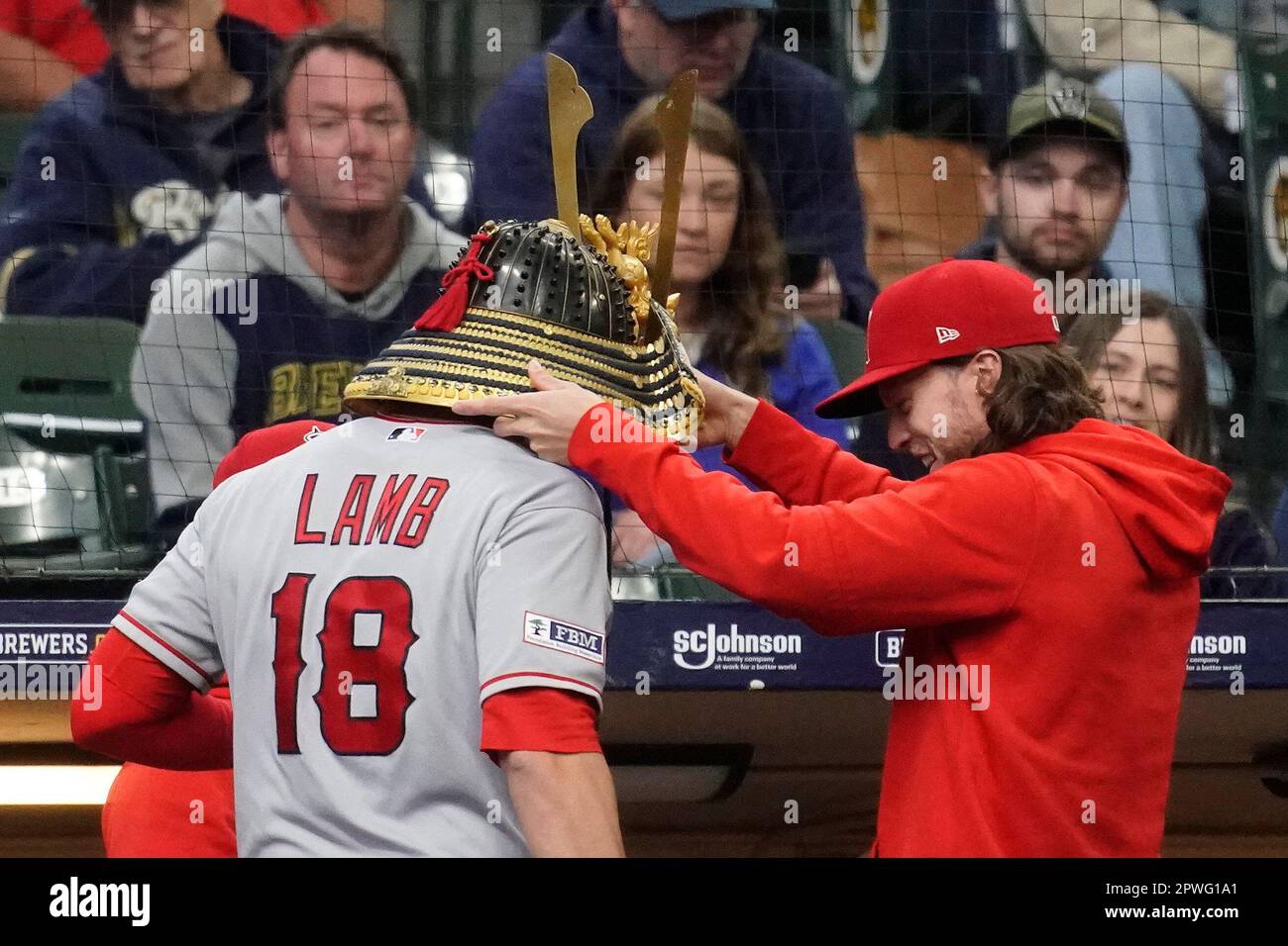 Los Angeles Angels' Jake Lamb follows through in a baseball game against  the Seattle Mariners Tuesday, April 4, 2023, in Seattle. (AP Photo/Lindsey  Wasson Stock Photo - Alamy