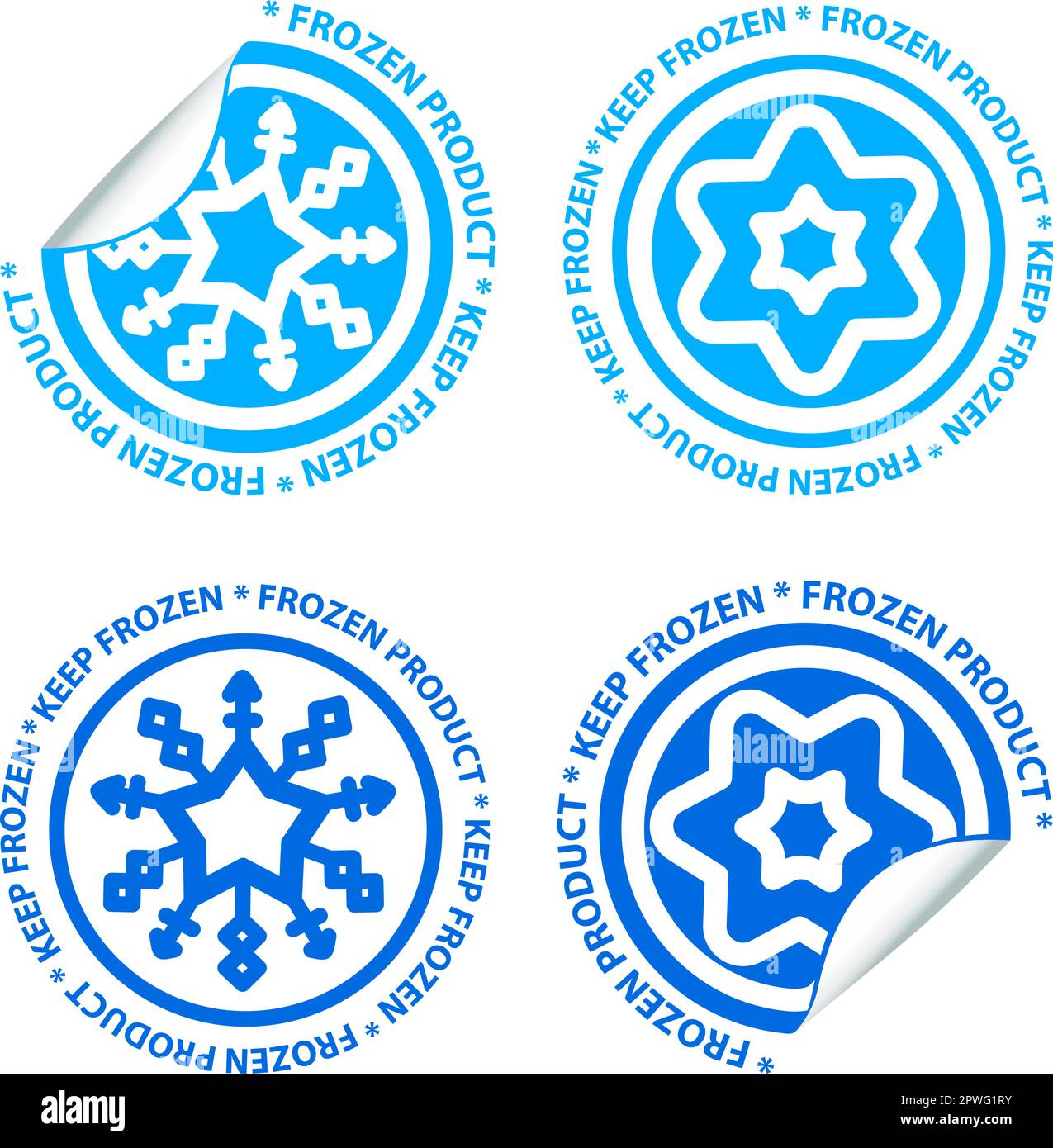 Keep frozen label icons. Frozen food signage. Vector illustration set Stock Vector