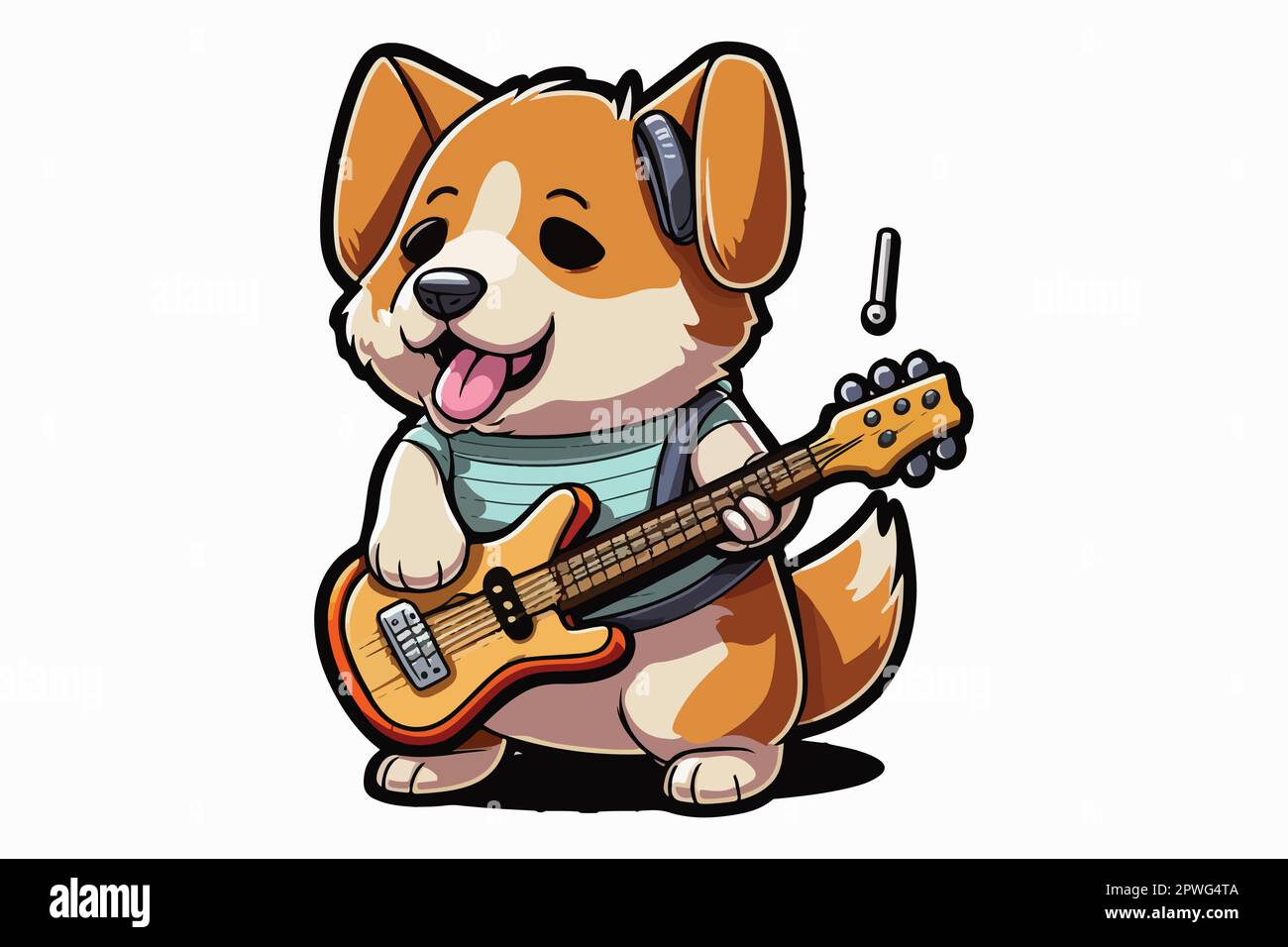 Dog playing guitar vector illustration Stock Vector Image & Art Alamy