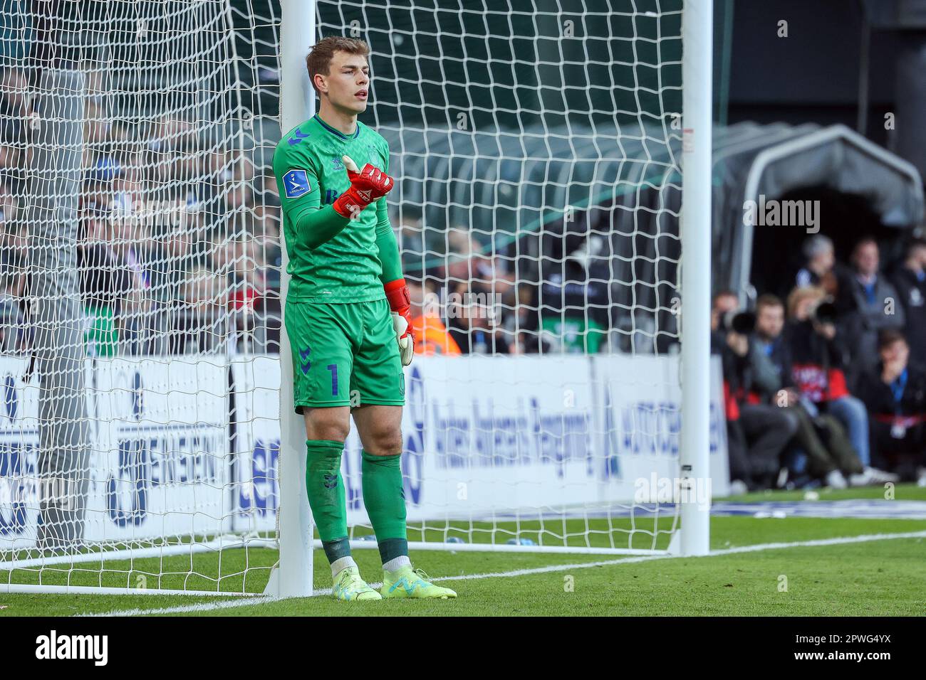 Copenhagen, Denmark. 30th Apr, 2023. Goalkeeper Mads Hermansen (1) of  Broendby IF seen during the 3F Superliga match between FC Copenhagen and  Broendby IF at Parken in Copenhagen. (Photo Credit: Gonzales Photo/Alamy