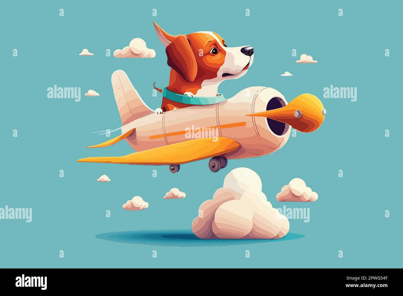 Dog riding a plane vector illustration Stock Vector Image & Art Alamy