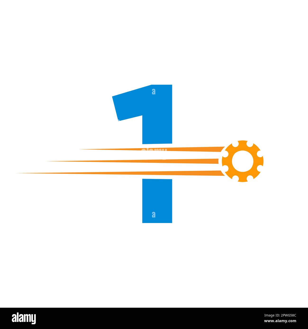 Initial Letter 1 Gear Cogwheel Logo. Automotive Industrial Icon, Gear ...