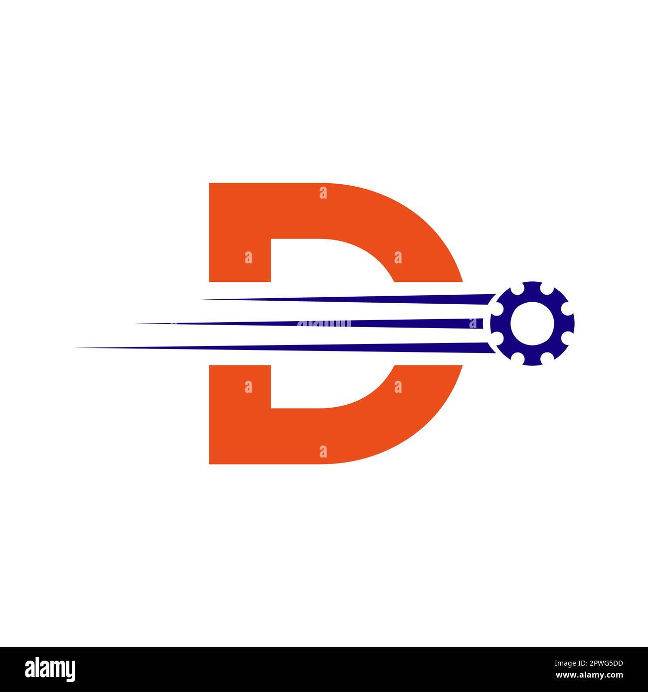 Initial Letter D Gear Cogwheel Logo. Automotive Industrial Icon, Gear