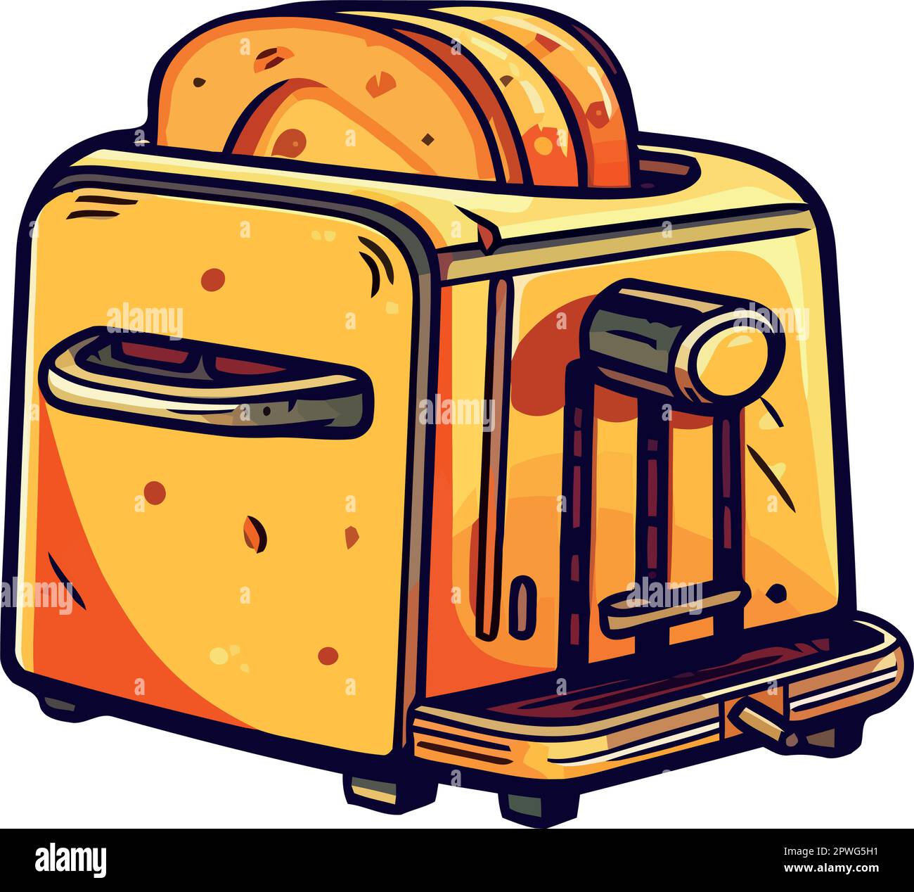 Toaster handle pops fresh bread for lunch Stock Vector Image & Art - Alamy