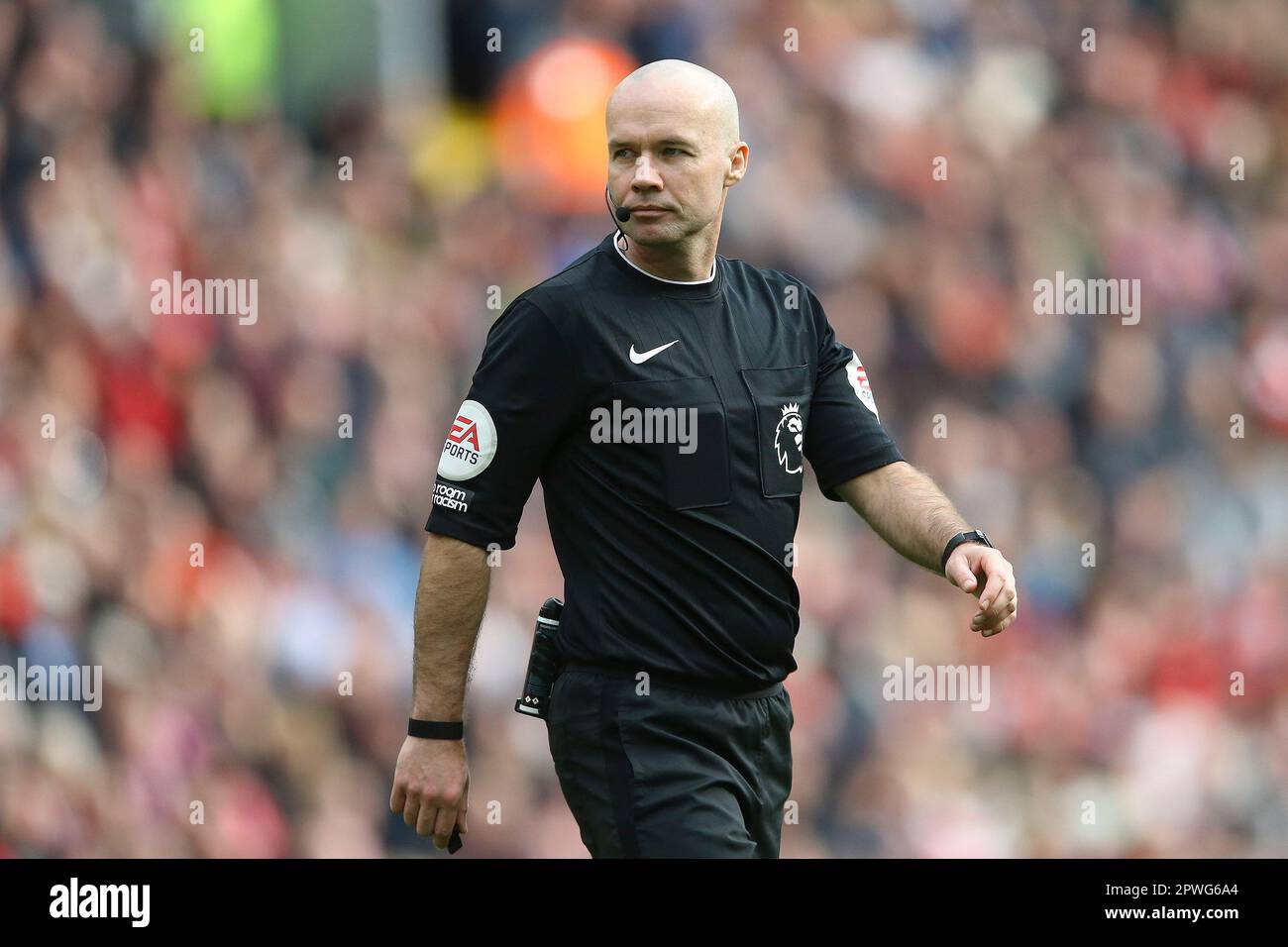 Liverpool, UK. 30th Apr, 2023. Referee Paul Tierney looks on. Premier