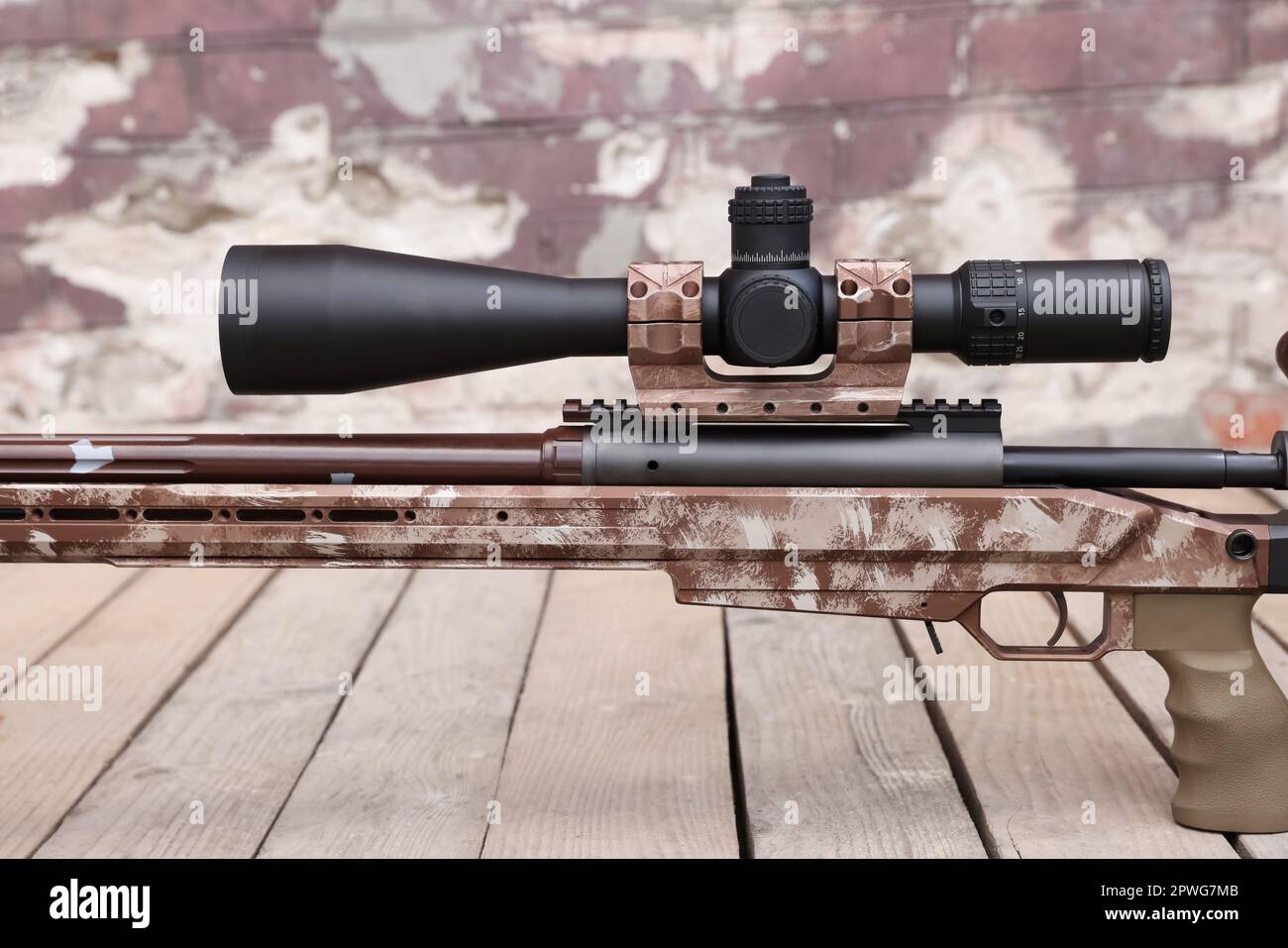 Modern powerful sniper rifle with telescopic sight outdoors Stock Photo Alamy