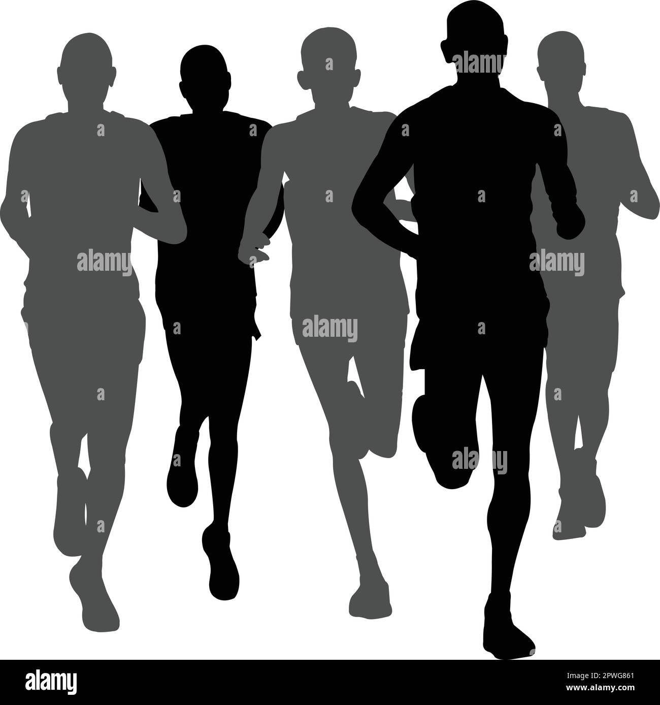 marathon runners running in group - artwork vector Stock Vector