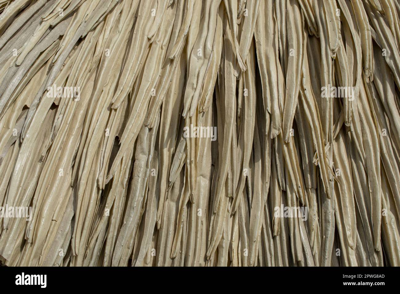 Huts are made of mud walls and thatched roofs Stock Photo