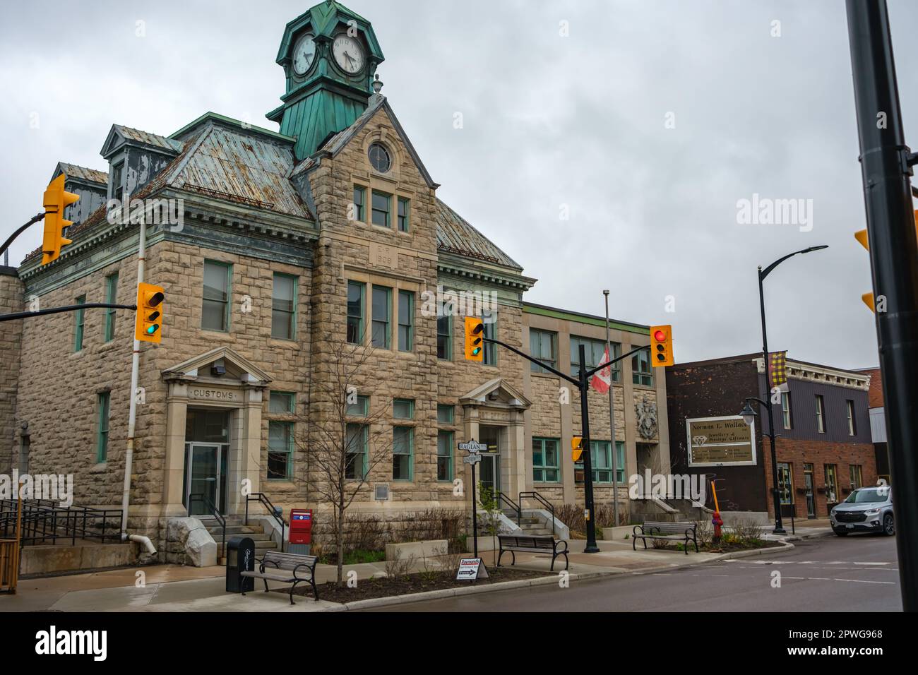 Renfrew, Ontario, Canada April 29, 2023 The historic Renfrew Post Office building, built in