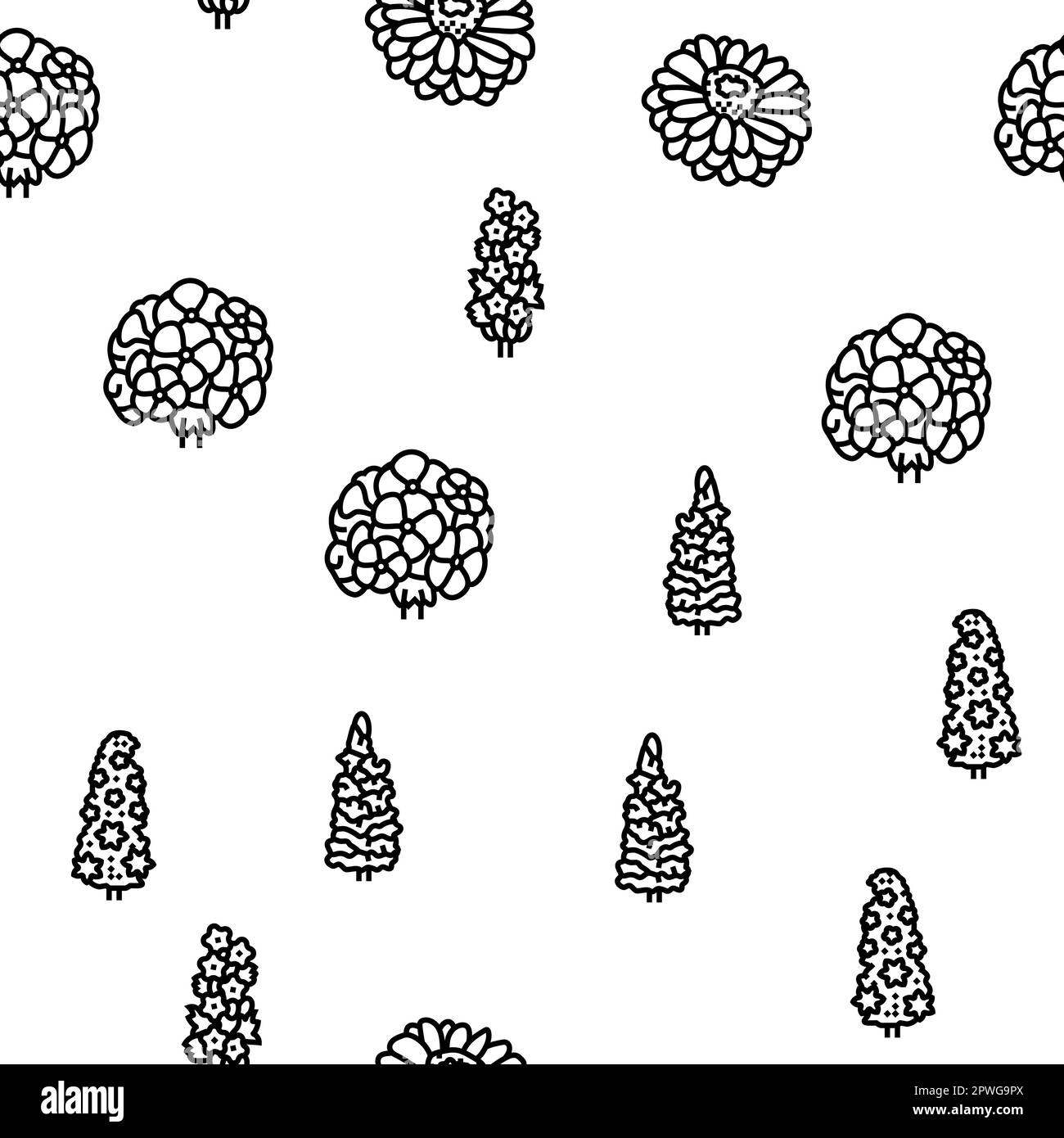 flower blossom spring vector seamless pattern thin line illustration ...