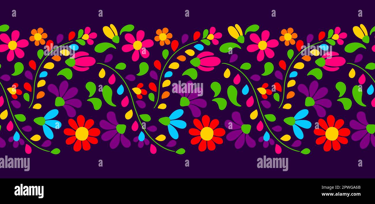 Mexican floral embroidery pattern. Traditional ornament of flowers and  leaves Stock Vector Image & Art - Alamy
