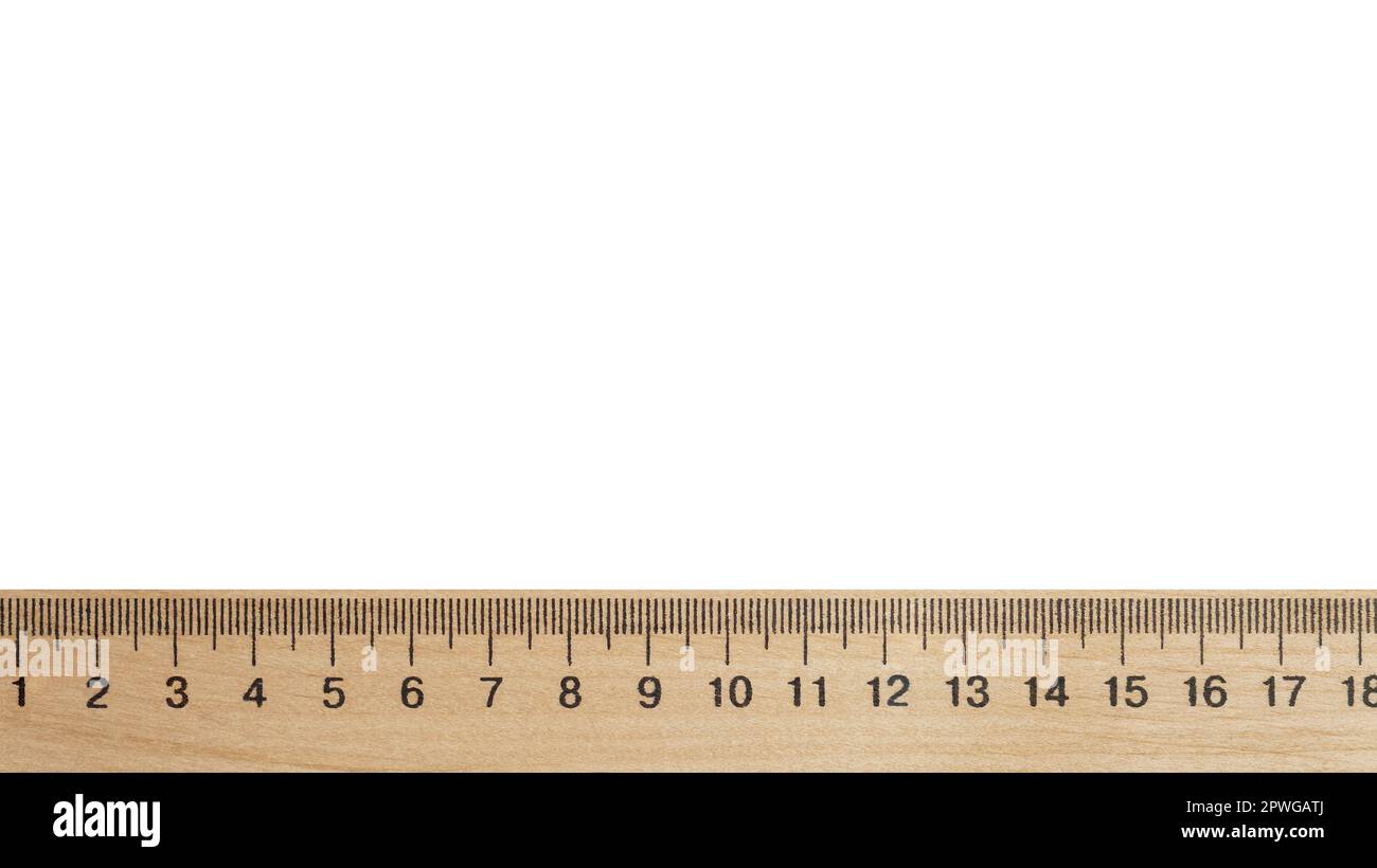 Wooden ruler isolated on white, top view Stock Photo - Alamy