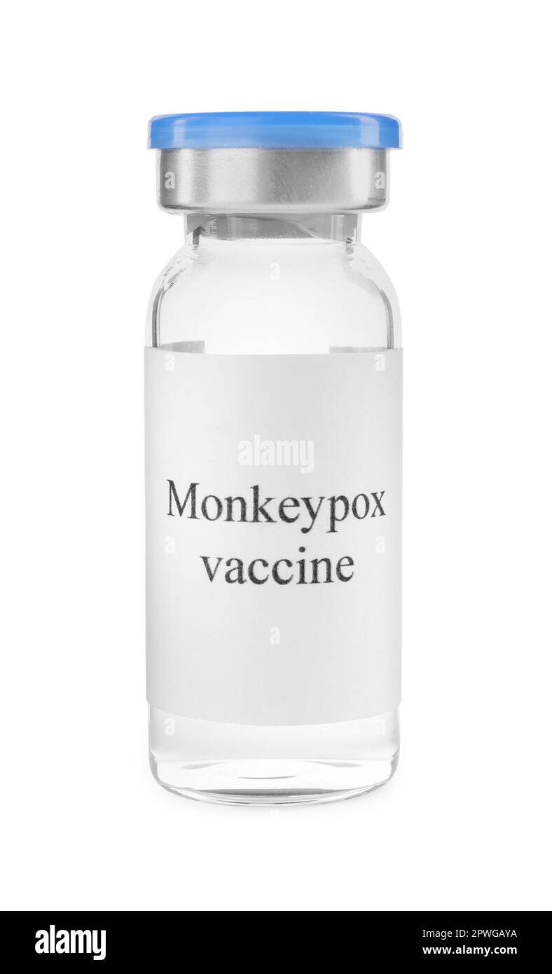 Monkeypox vaccine in glass vial on white background Stock Photo - Alamy
