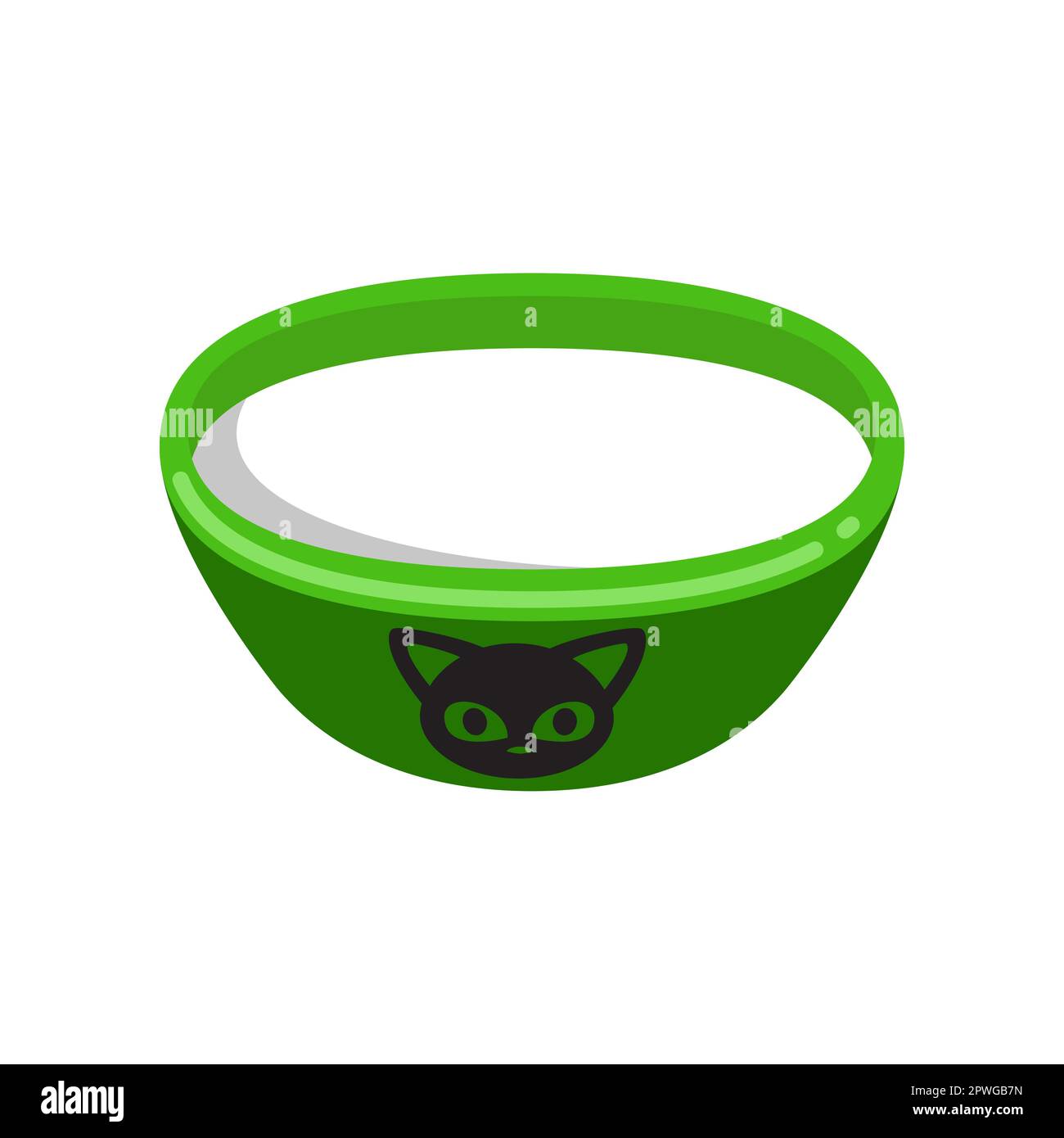 Green bowl with milk for cats cartoon illustration Stock Vector Image