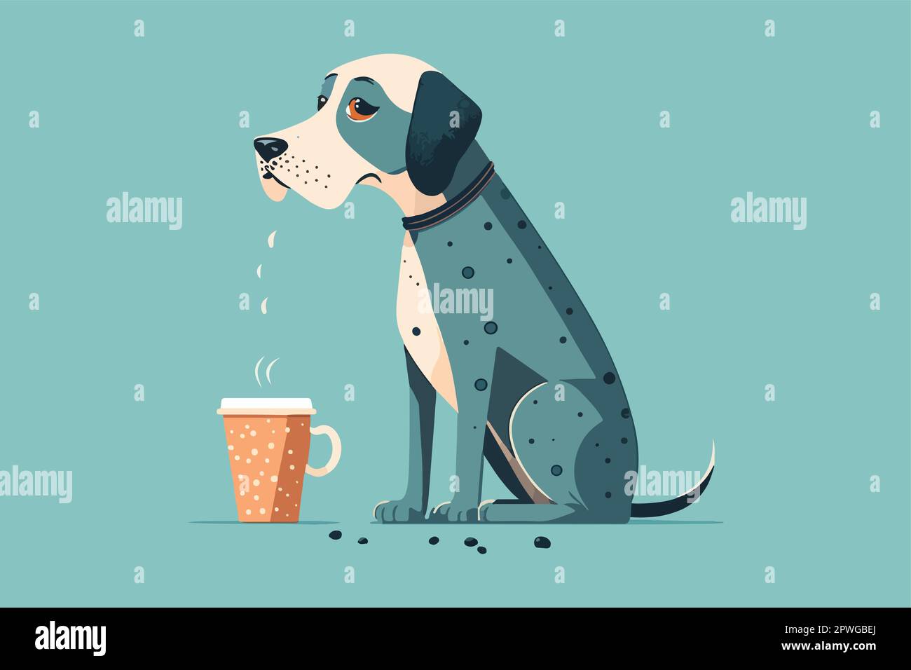 Dog drinking coffee vector illustration Stock Vector Image & Art Alamy