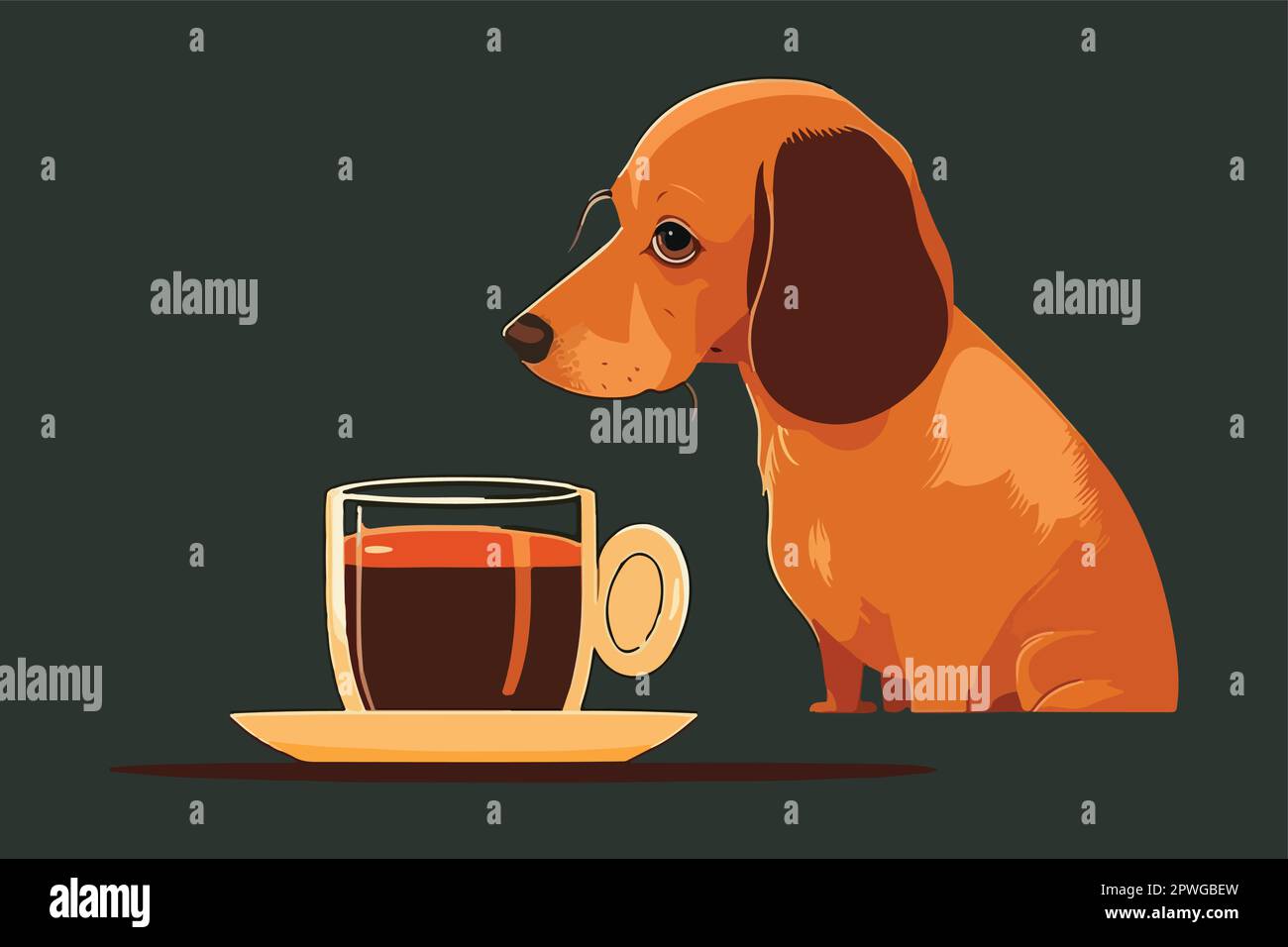 Dog drinking coffee vector illustration Stock Vector Image & Art Alamy