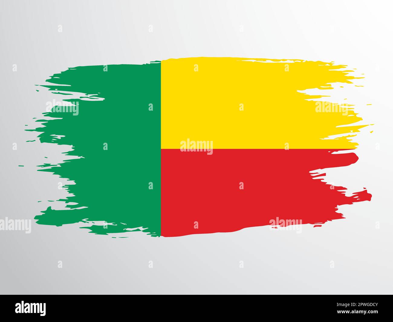 Flag of Benin hand drawn with a brush Stock Vector