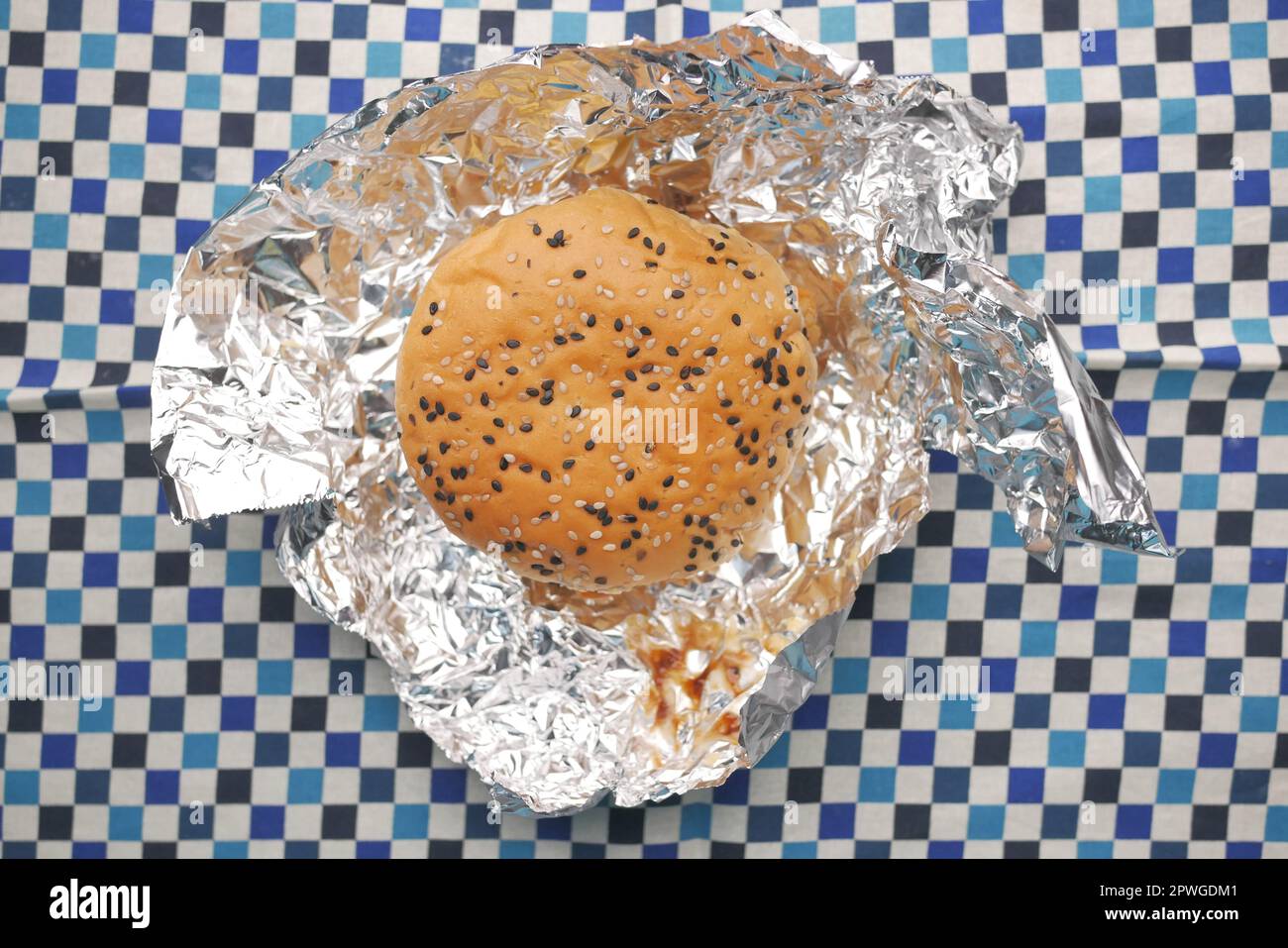 beef burger and french fries in a takeaway paper box on table Stock ...