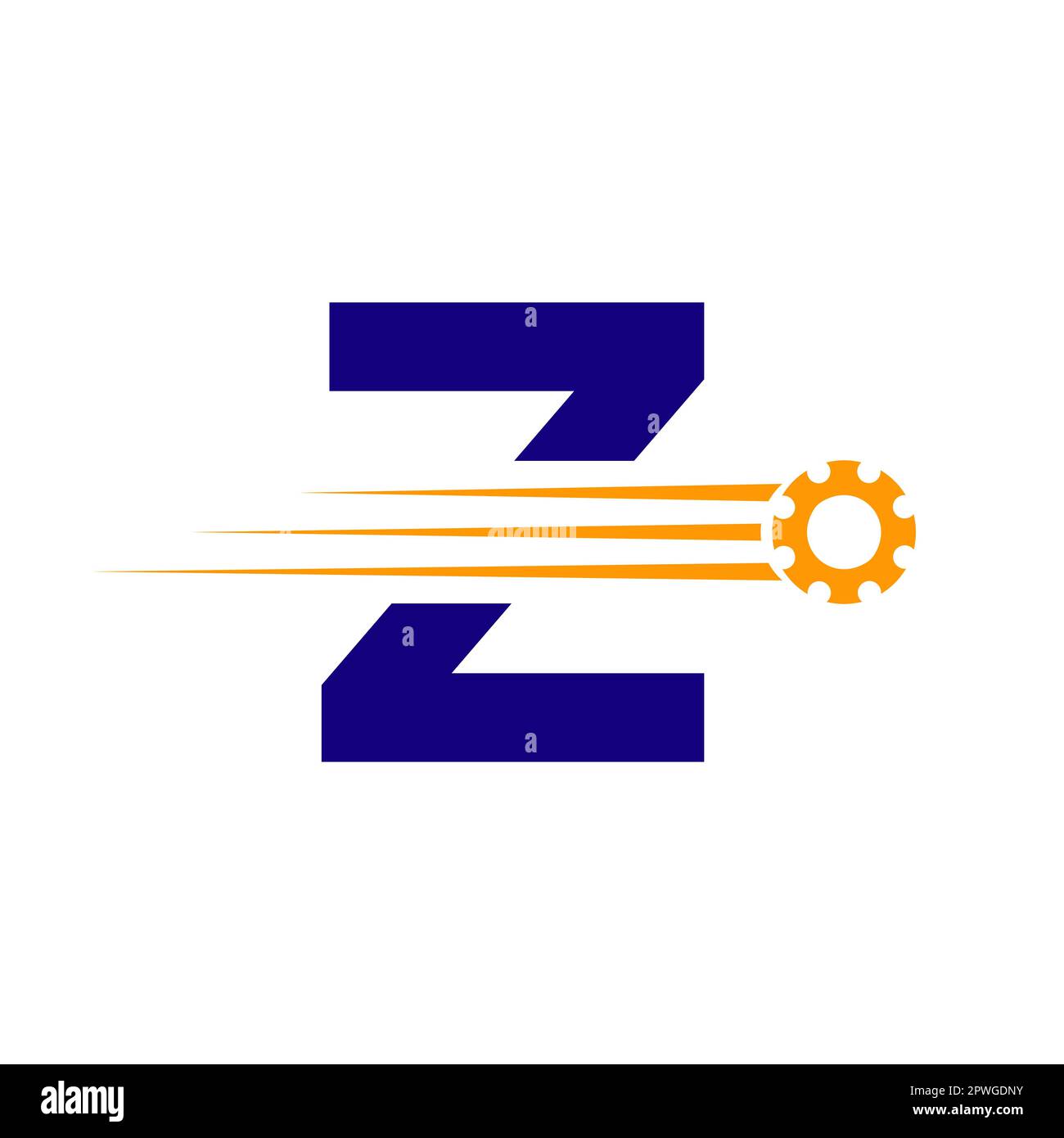 Initial Letter Z Gear Cogwheel Logo. Automotive Industrial Icon, Gear