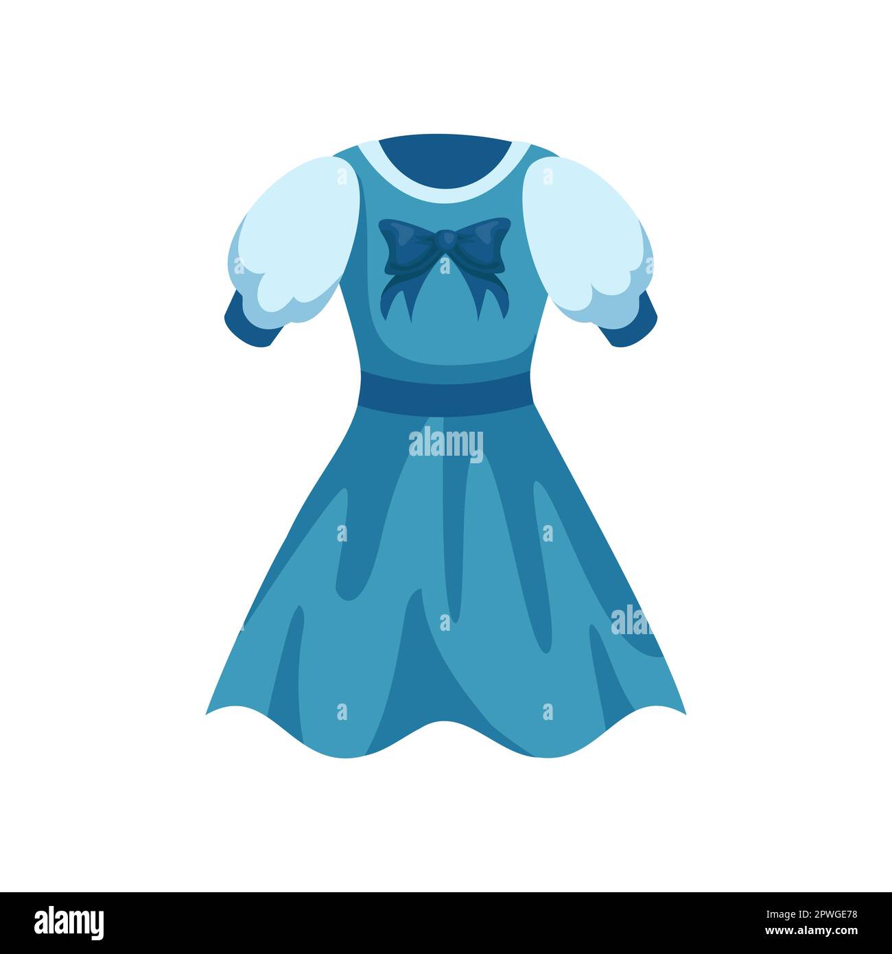 Blue dress for girls and kids cartoon illustration Stock Vector