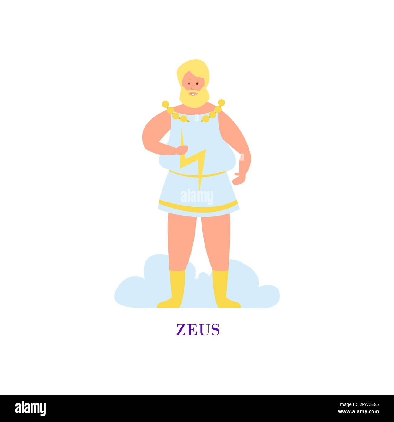 Ancient Greek God Zeus Cartoon Illustration Zeus Character Isolated On