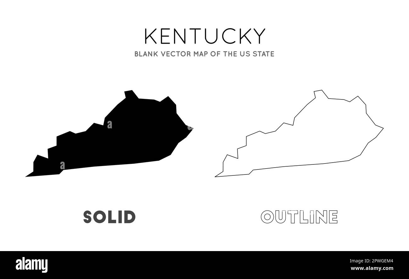 Kentucky map. Blank vector map of the Us State. Borders of Kentucky for