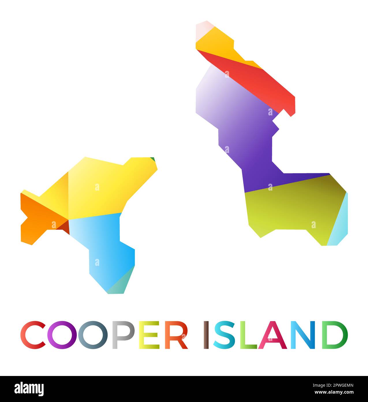 Bright colored Cooper Island shape. Multicolor geometric style island