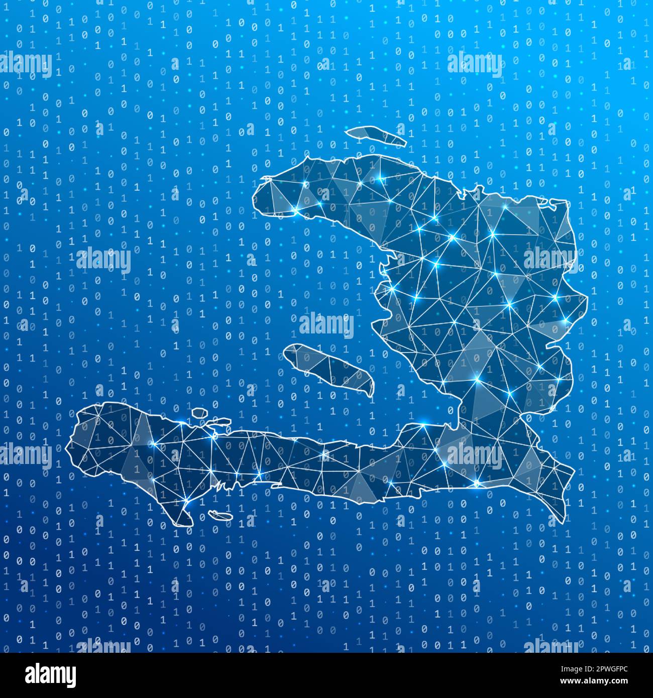 Network map of Haiti. Country digital connections map. Technology, internet, network, telecommunication concept. Vector illustration. Stock Vector