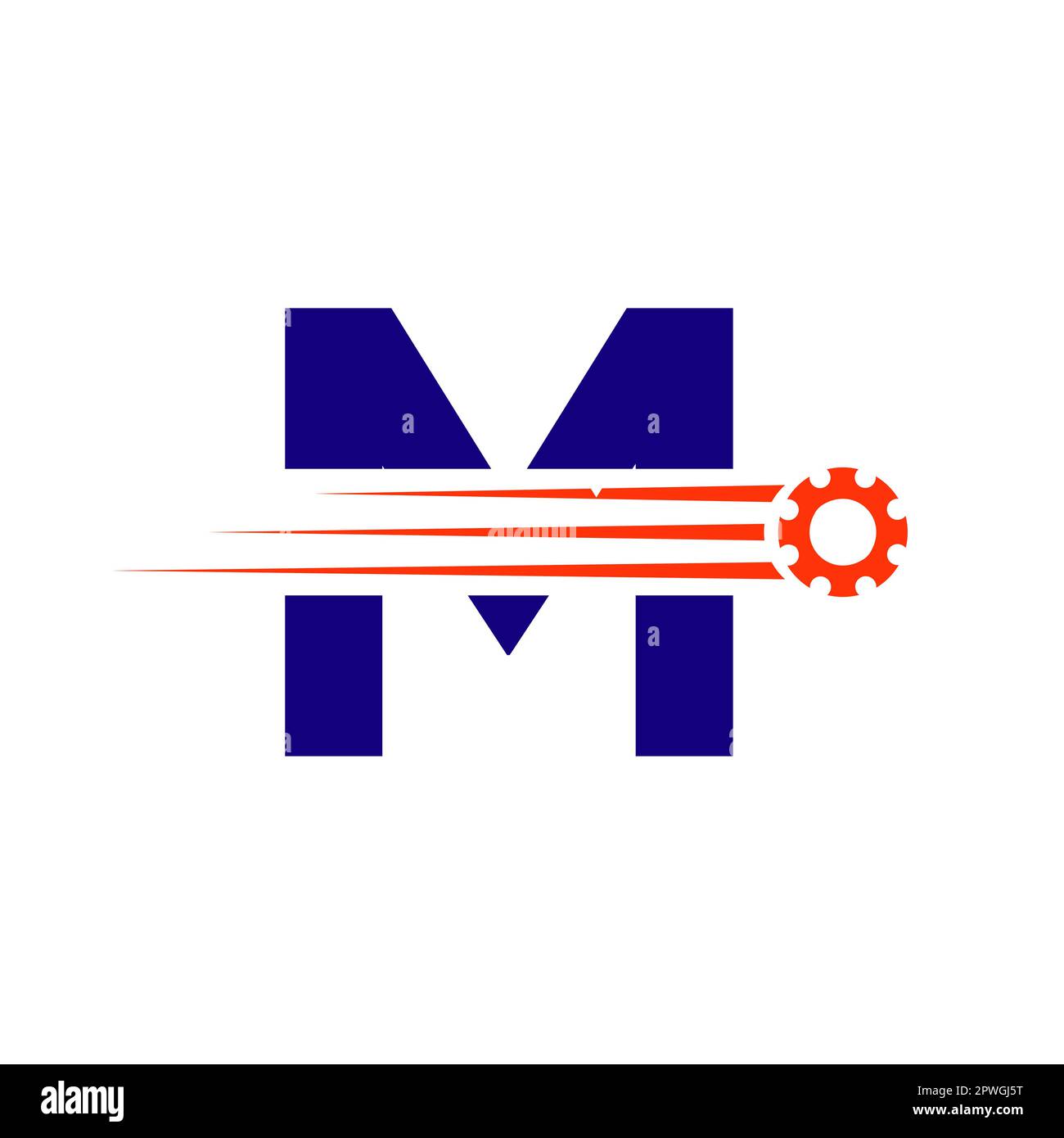 Initial Letter M Gear Cogwheel Logo. Automotive Industrial Icon, Gear