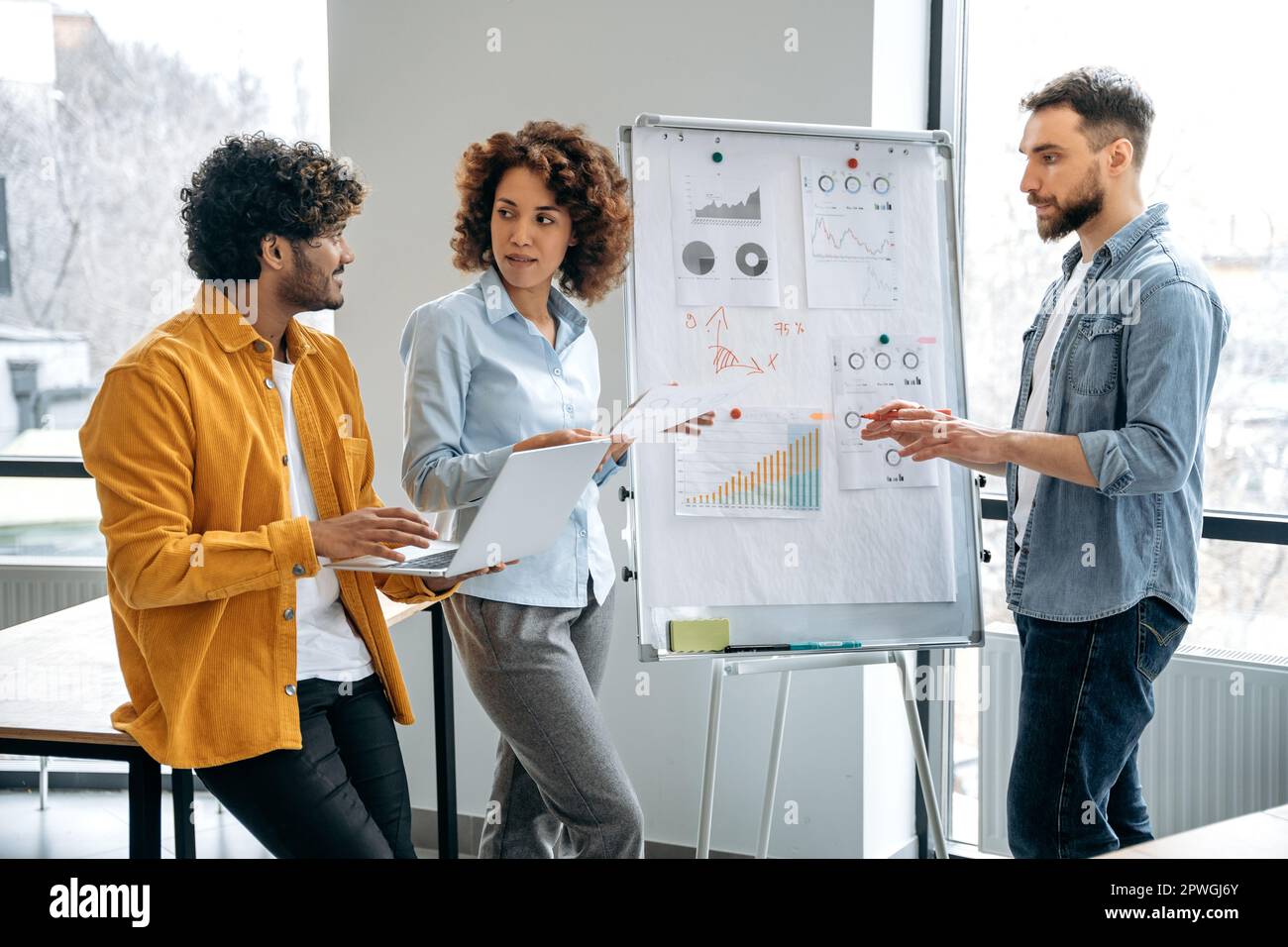 Group of a creative positive clever multiracial colleagues of financial ...