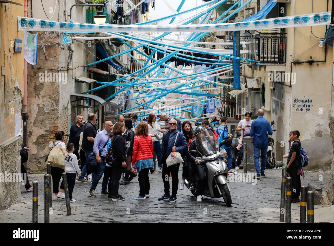 Naples, Italy. 2023 April 30th, Napoli, Italy - All the city is waiting the match with Salernitana to know if they will win the Italian Championship. Match finished 1-1 and the party will wait for the next time. Credit: Marco Ciccolella/Alamy Live News Stock Photo