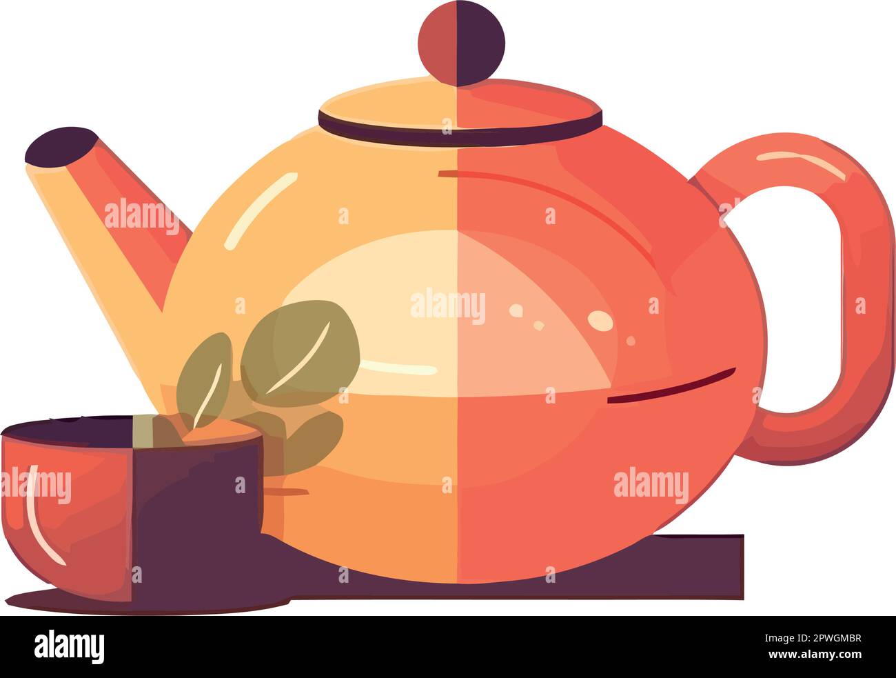 Hot tea poured from old fashioned teapot Stock Vector