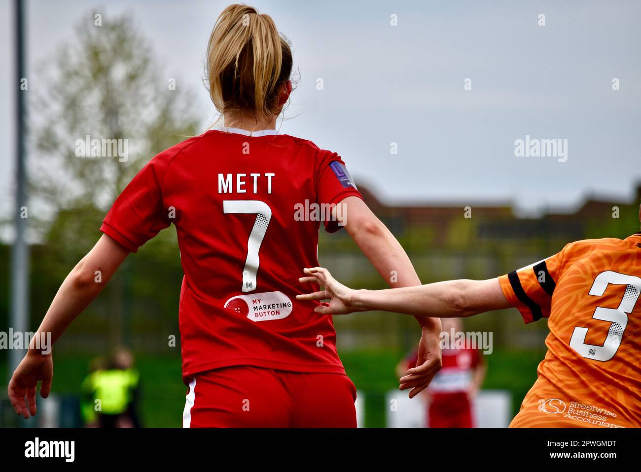 Teesside, UK. 30 Apr 2023. Middlesbrough’s Jess Mett pictured as Middlesbrough Women FC played Hull City Ladies FC in the FA Women’s National League Division One North. The visitors won 0-4 at the Map Group UK Stadium in Stockton-on-Tees in their final game of the season. Results elsewhere ensured Middlesbrough avoided relegation. Credit: Teesside Snapper/Alamy Live News Stock Photo