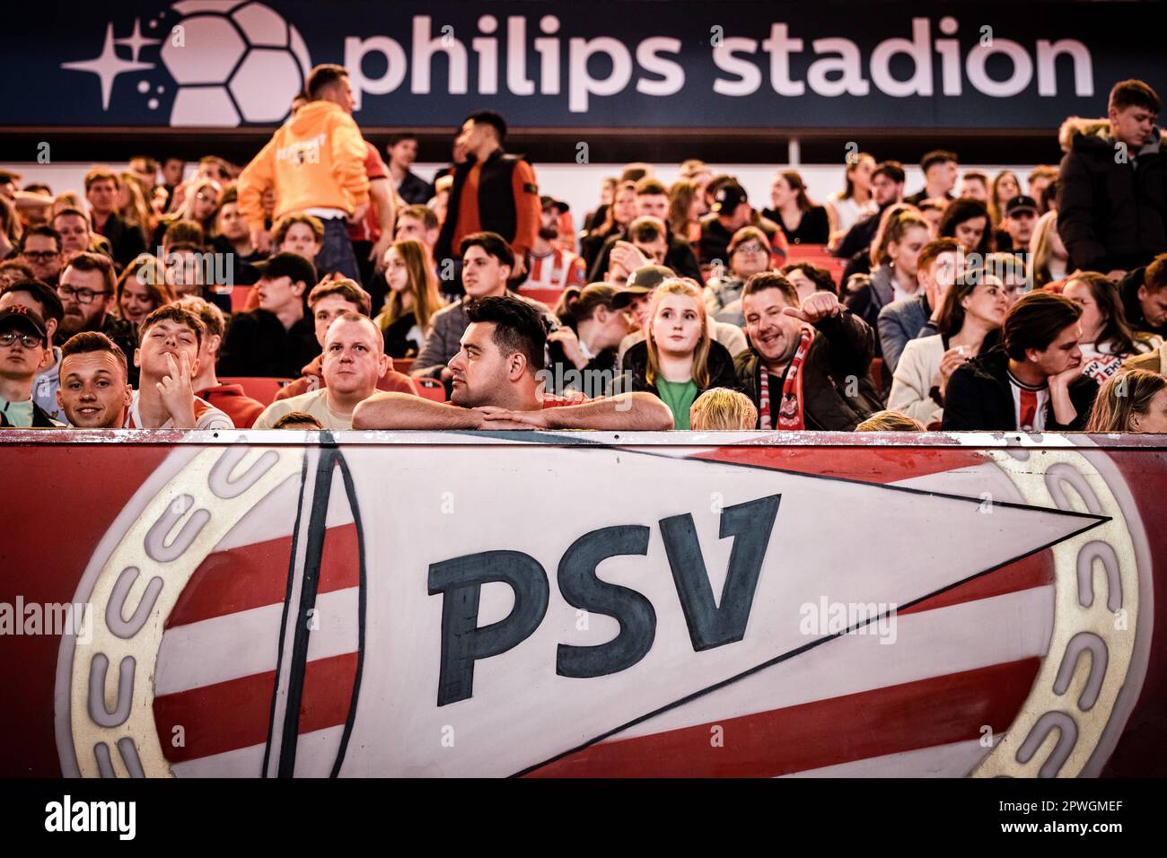 EINDHOVEN - Fans in the Philips Stadium prior to the PSV ceremony. The football club from Eindhoven has the KNVB Cup back in its hands thanks to a victory over Ajax. The team of coach Ruud van Nistelrooij defeated Ajax in the final in De Kuip on penalties. ANP ROB ENGELAAR Stock Photo