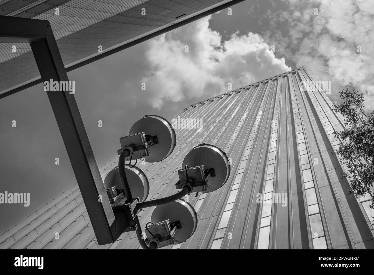 Tall building and light fixtures in Charlotte, NC Stock Photo - Alamy