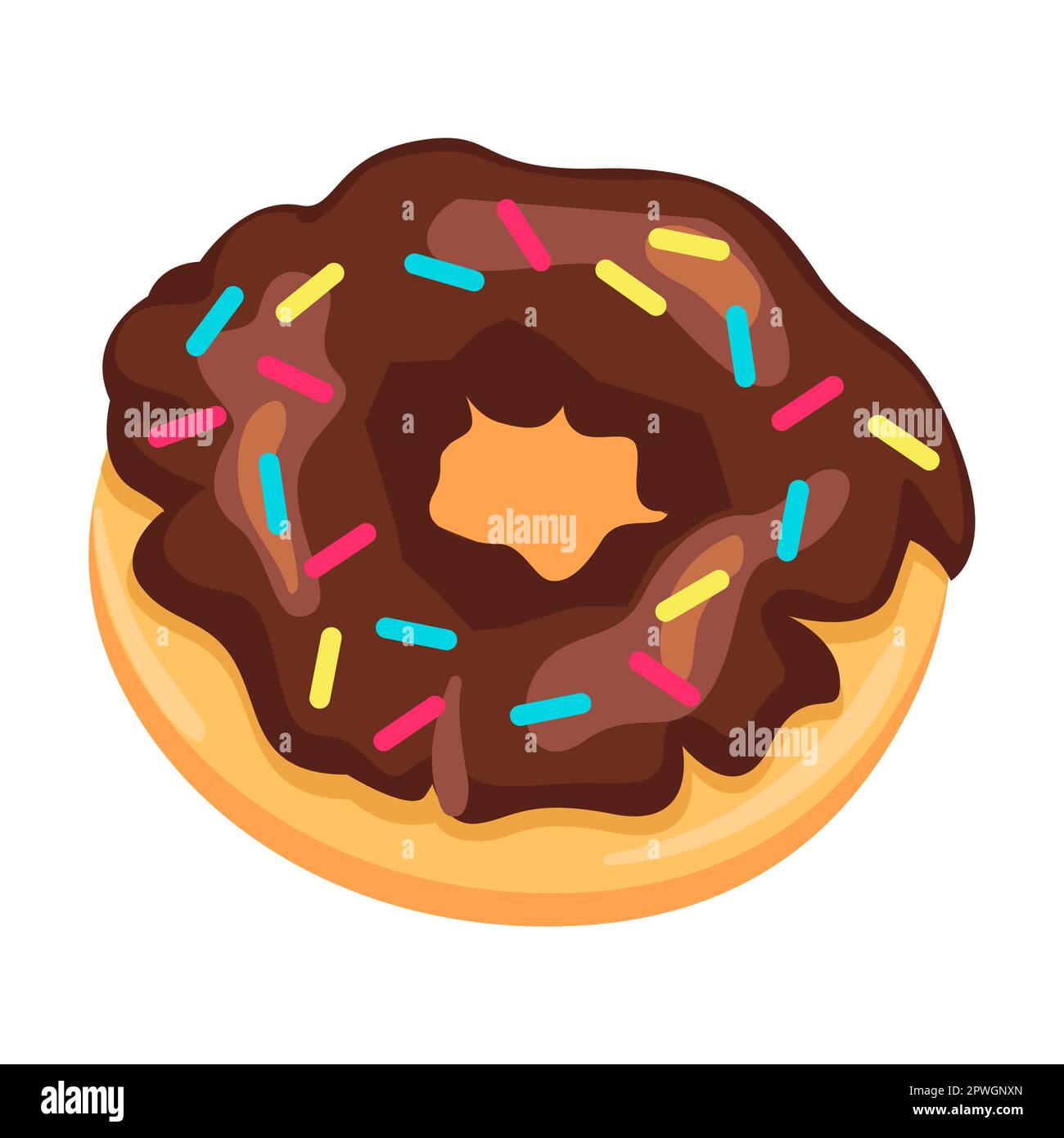 Chocolate donuts dessert, sweet food. Vector illustration of choco