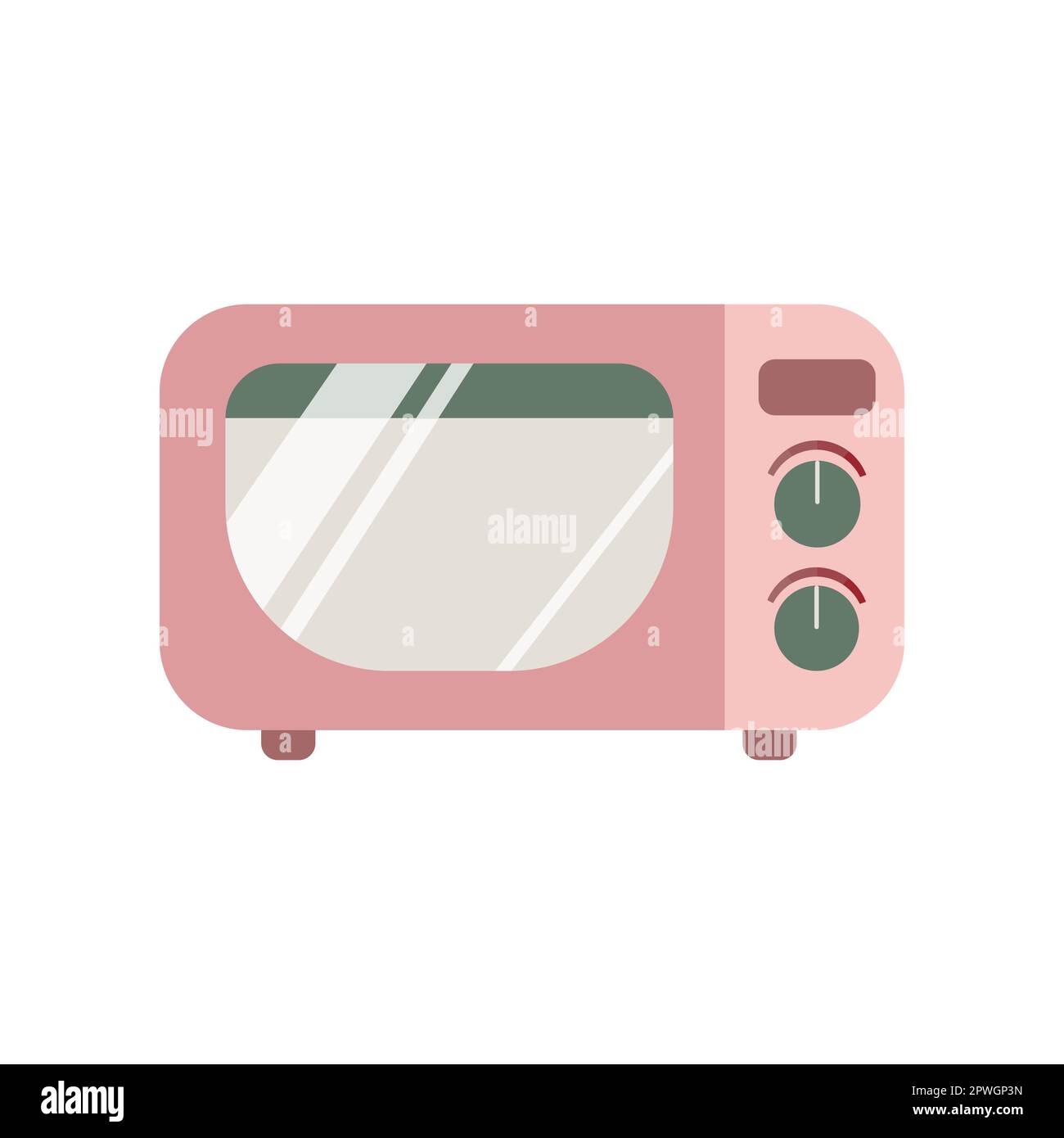 Cute Microwave Oven, Illustration, Vector Stock Vector