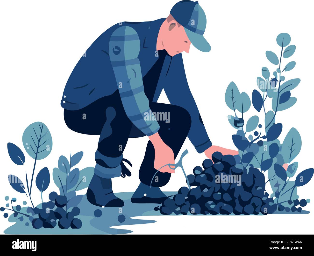 One person sitting under in nature Stock Vector