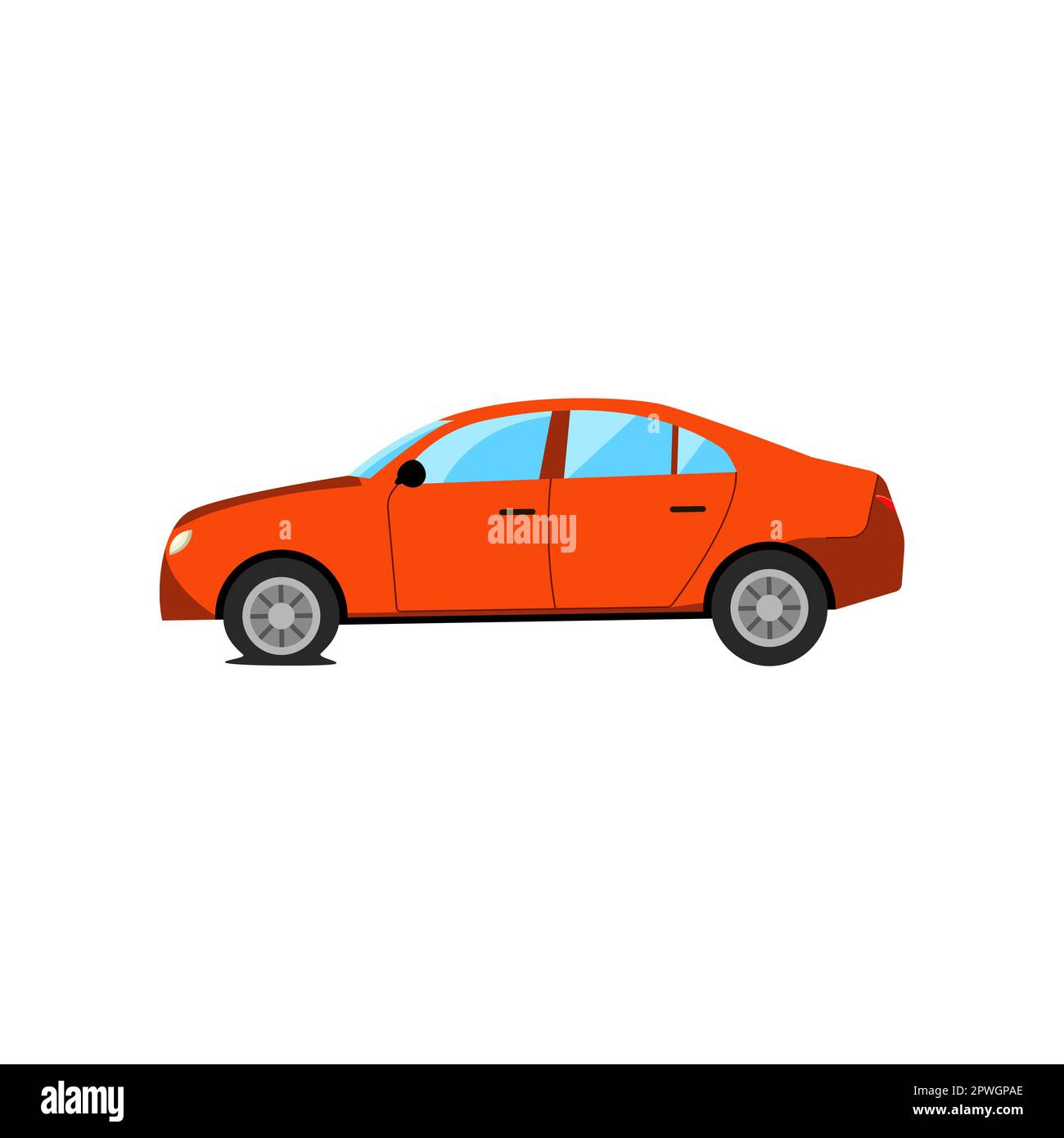 Broken car with flat tire cartoon illustration Stock Vector Image & Art